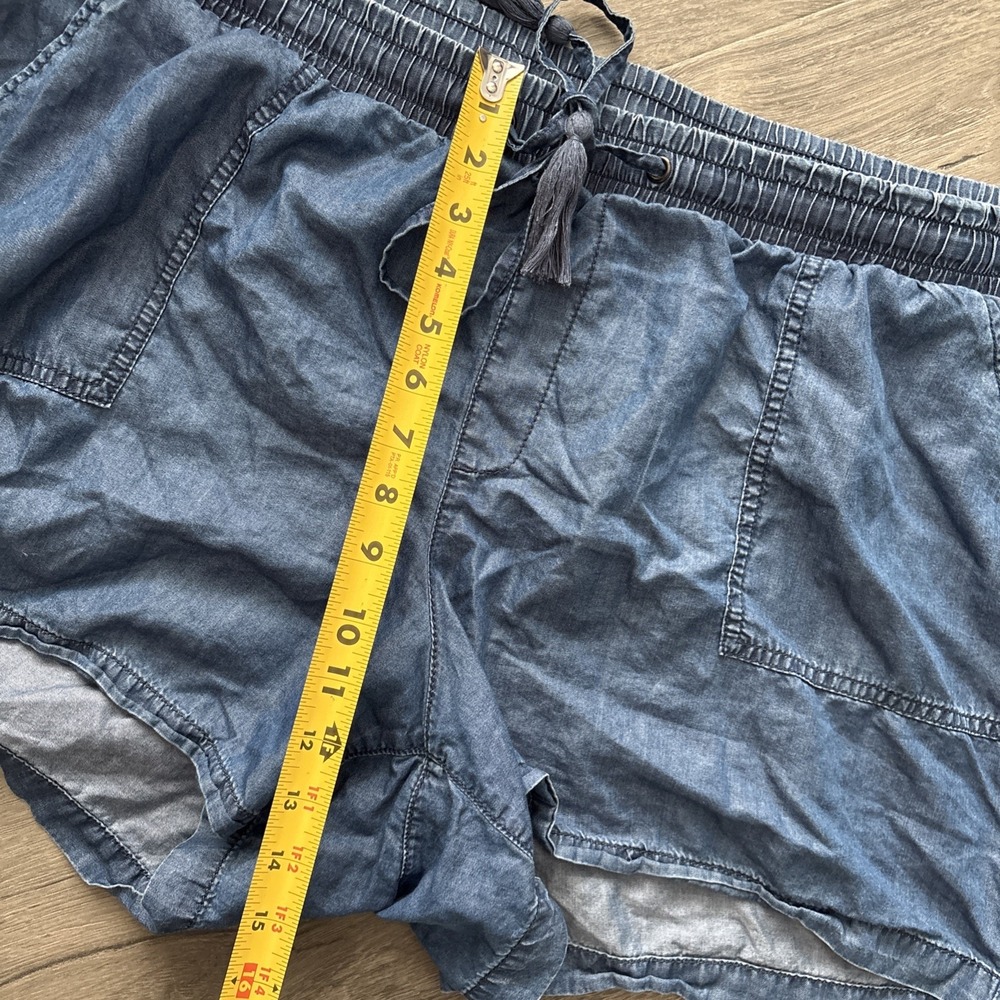 ana plus size 24w shorts blue chambray easy pull on elastic drawstring - Picture 8 of 11